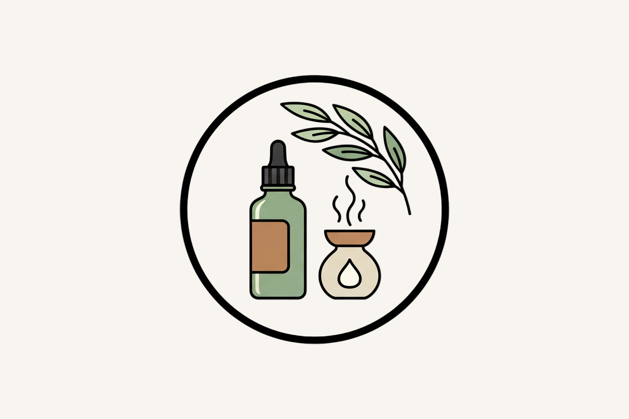 aroma therapy icon with black circle around it 